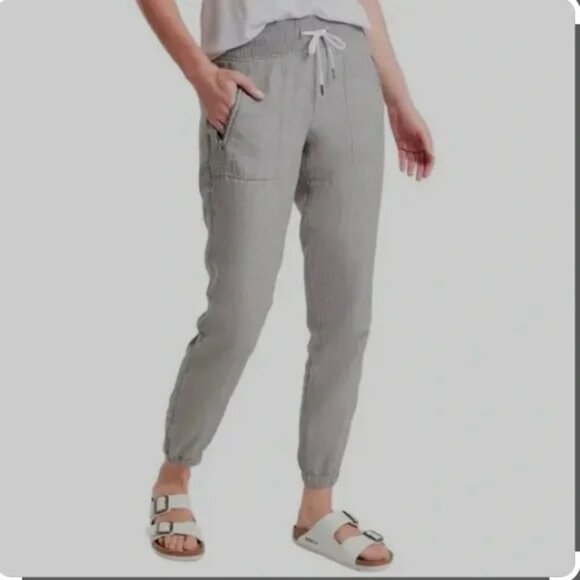 Athleta Linen Cabo Jogger Pants, Gray, Size 0 - Picture 1 of 8
